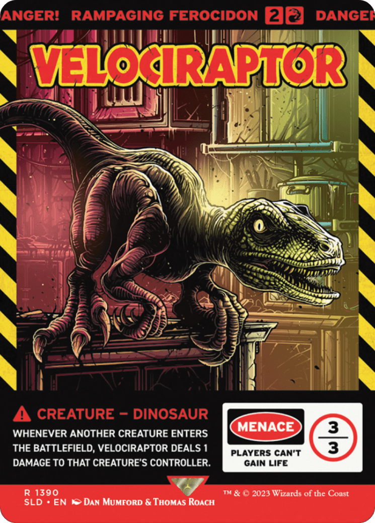 Rampaging Ferocidon (SLD-1390) - Secret Lair Drop / Velociraptor: (Full Art) (Borderless)