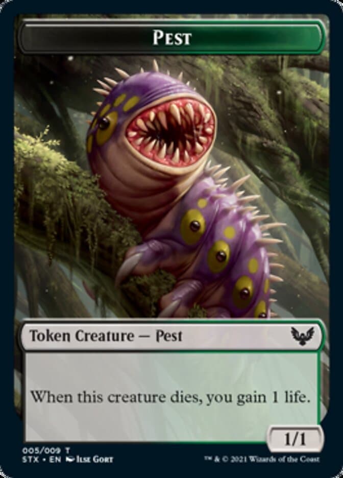 Fractal // Pest Double-Sided Token [Strixhaven: School of Mages Tokens] Foil