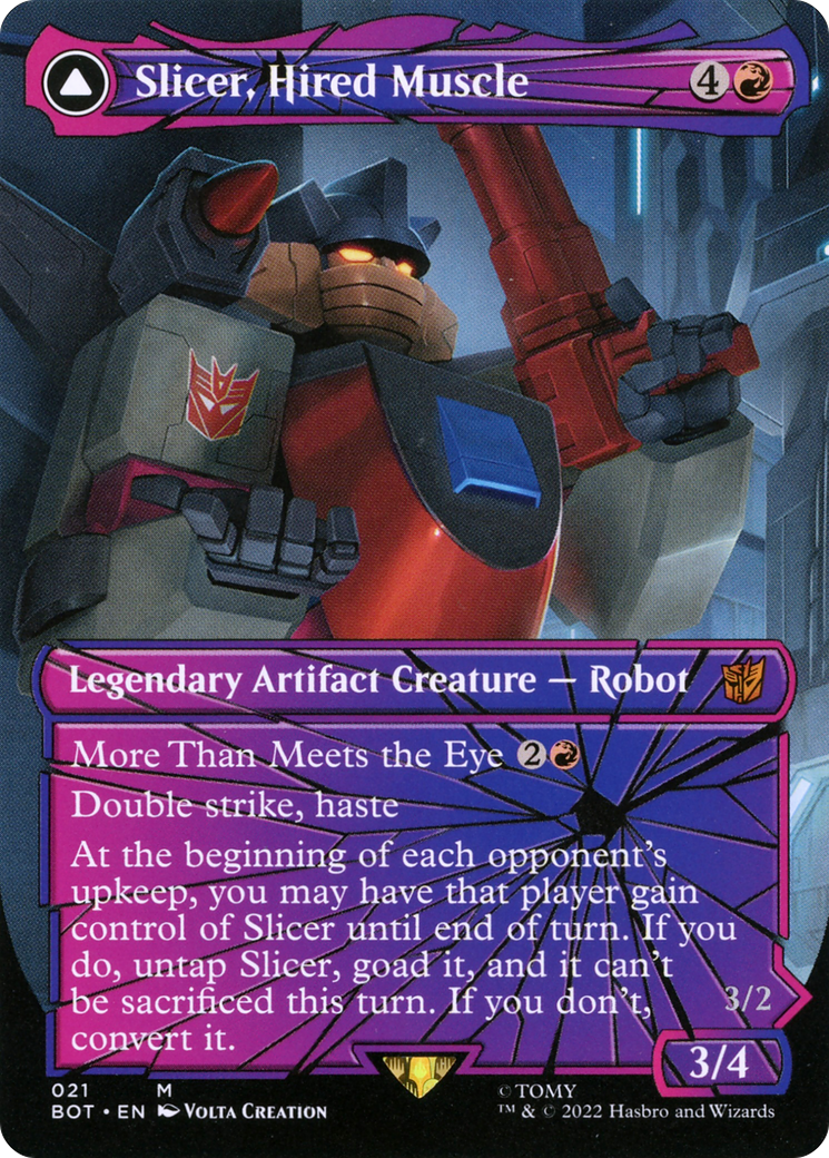 Slicer, Hired Muscle // Slicer, High-Speed Antagonist (Shattered Glass) [Transformers] Foil
