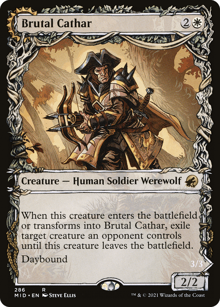 Brutal Cathar // Moonrage Brute (Showcase Equinox) [Innistrad: Midnight Hunt] Foil
