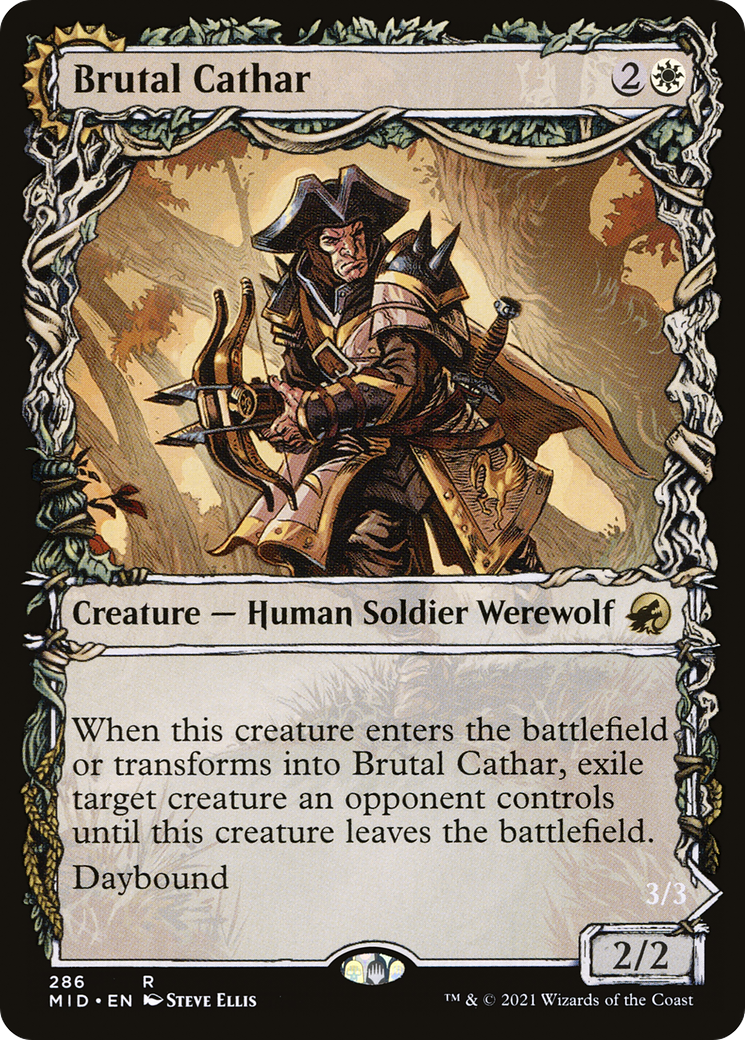 Brutal Cathar // Moonrage Brute (Showcase Equinox) [Innistrad: Midnight Hunt] Foil
