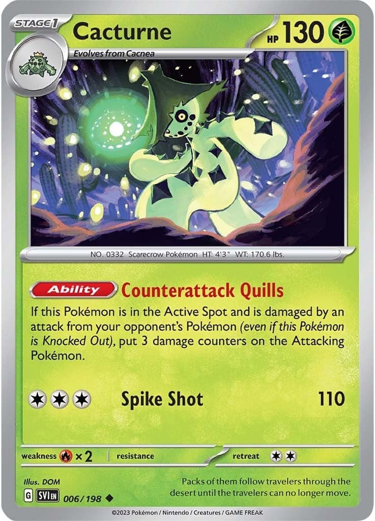 Cacturne 006/198 - SV01 Scarlet & Violet Base Set Reverse Holofoil