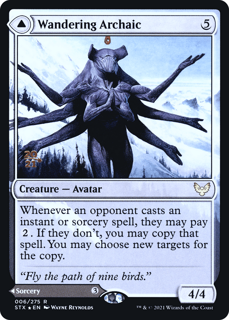 Wandering Archaic // Explore the Vastlands [Strixhaven: School of Mages Prerelease Promos]