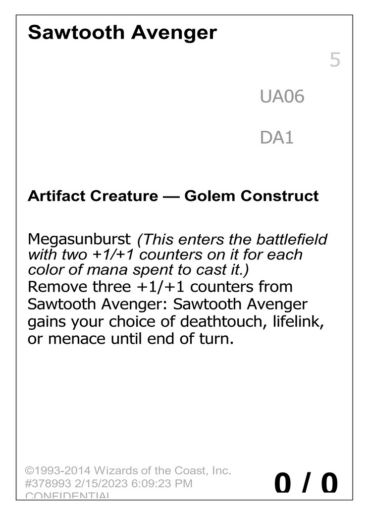 Sawtooth Avenger (DA1-UA06B) - Unknown Event
