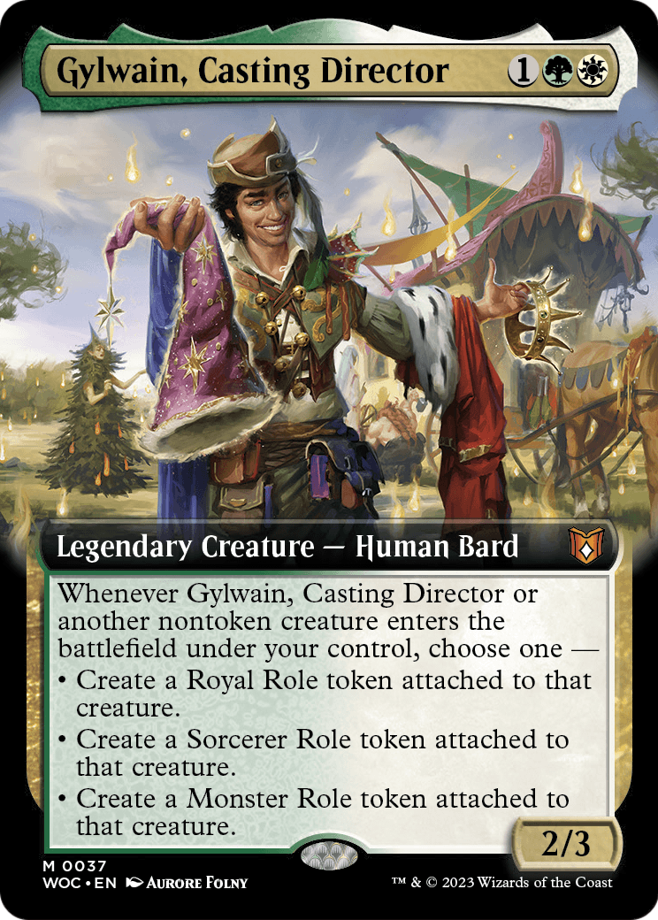 Gylwain, Casting Director (Extended Art) [Wilds of Eldraine Commander] Foil