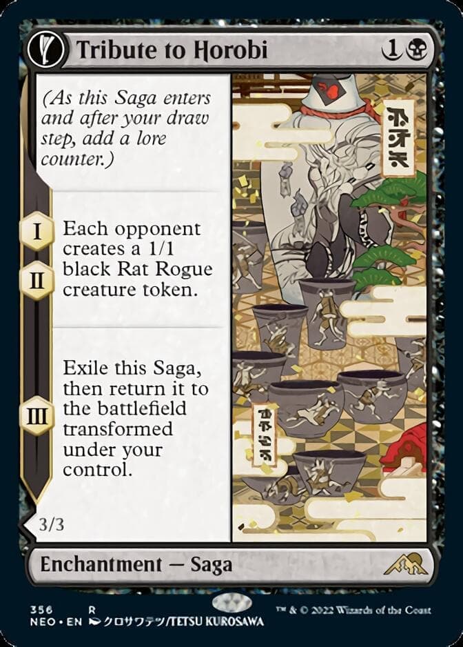 Tribute to Horobi // Echo of Death's Wail (Showcase Soft Glow) [Kamigawa: Neon Dynasty] Foil
