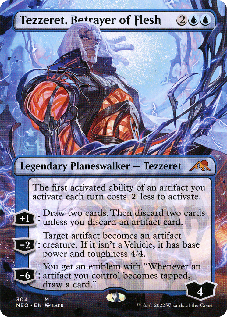 Tezzeret, Betrayer of Flesh (Borderless) [Kamigawa: Neon Dynasty] Foil