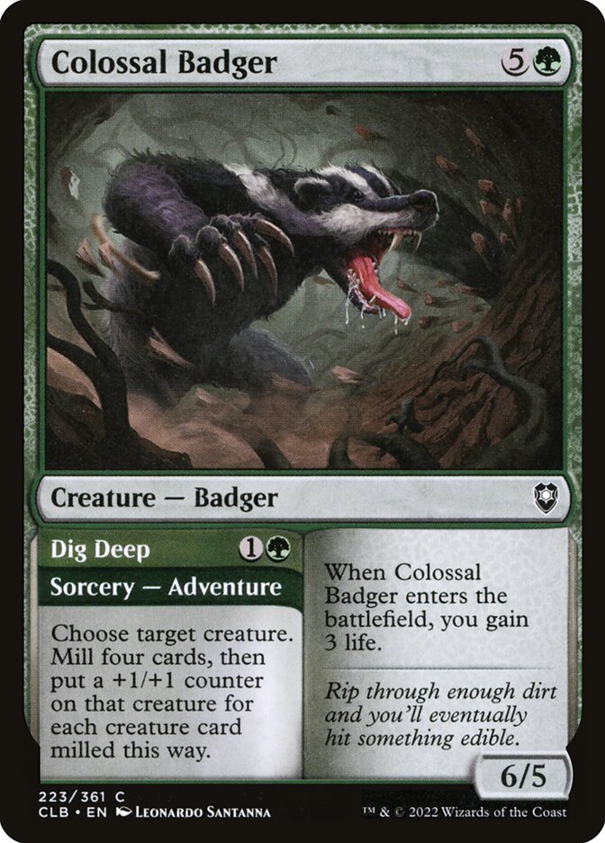 Colossal Badger // Dig Deep 223 (Commander Legends: Battle for Baldur's Gate) 