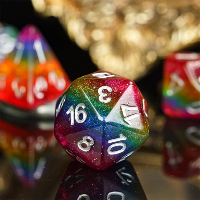 RPG Dice | Glitter Rainbow Pride | Set of 7