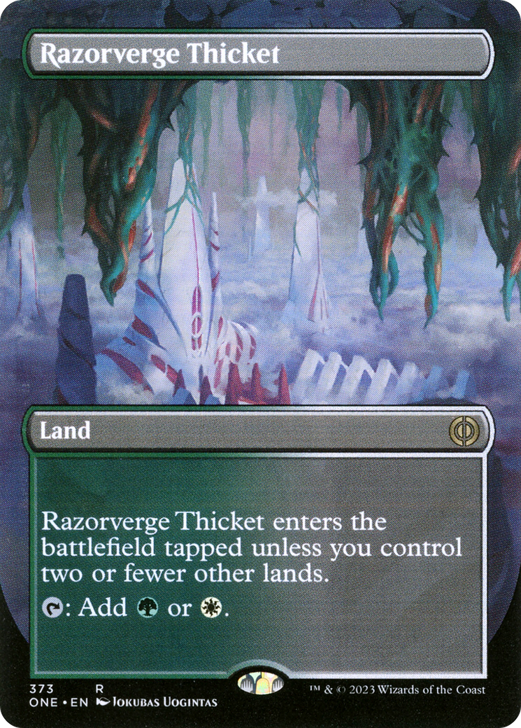 Razorverge Thicket (Borderless Alternate Art) [Phyrexia: All Will Be One] Foil