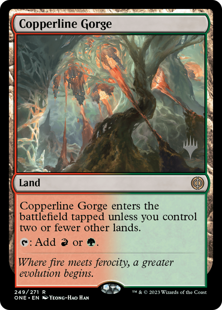 Copperline Gorge (Promo Pack) [Phyrexia: All Will Be One Promos] Foil