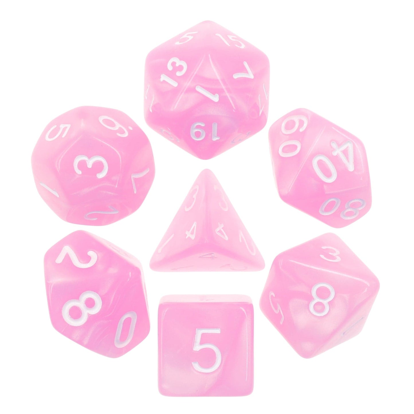 Polyhedral Dice Set | Acrylic | "Candy Floss" | Set of 7 (D0094)