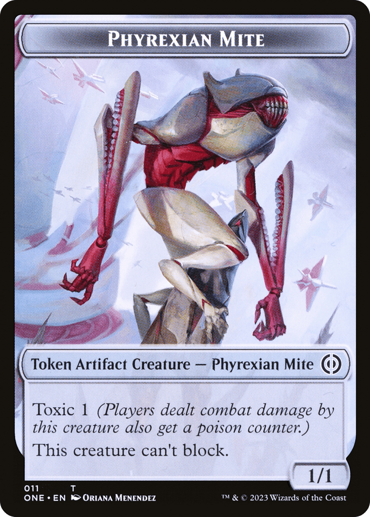 Phyrexian Mite (011) // Phyrexian Mite (012) Double-Sided Token [Phyrexia: All Will Be One Tokens] Foil