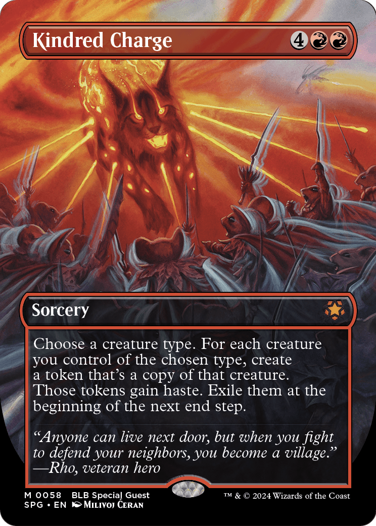 Kindred Charge (Borderless) [Bloomburrow Special Guests] Foil