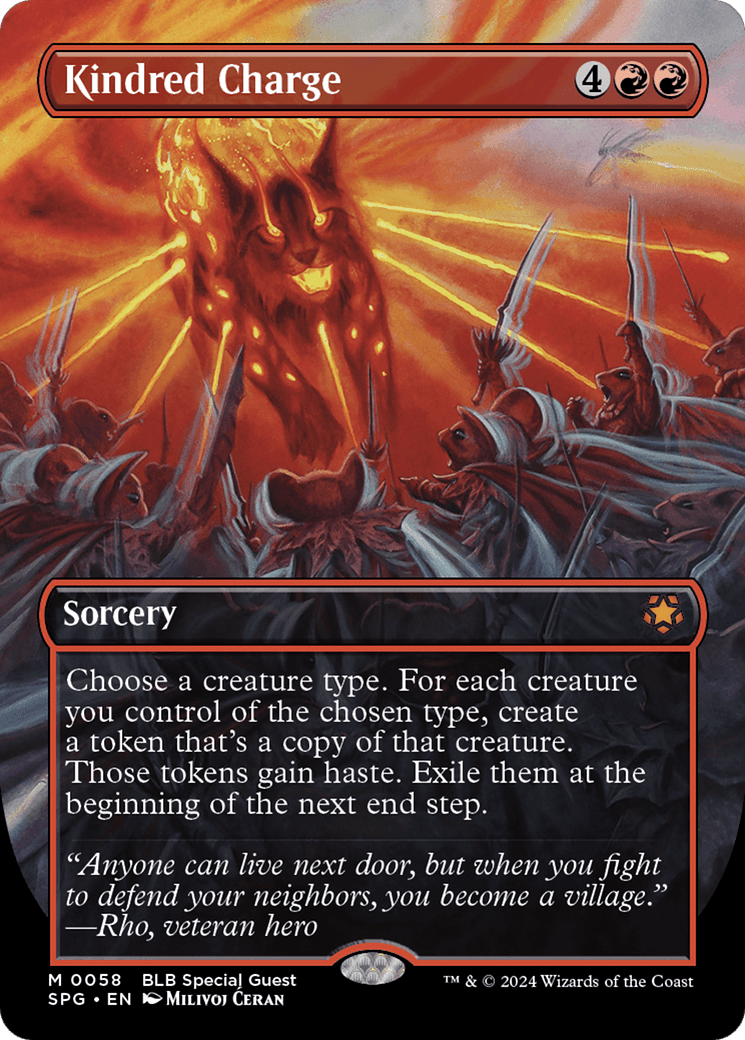 Kindred Charge (Borderless) [Bloomburrow Special Guests] Foil