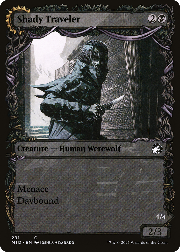 Shady Traveler // Stalking Predator (Showcase Equinox) [Innistrad: Midnight Hunt] Foil