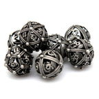 RPG Dice Set | Hollow Metal | Dragon Orb - Silver | Set of 7 (D0225)