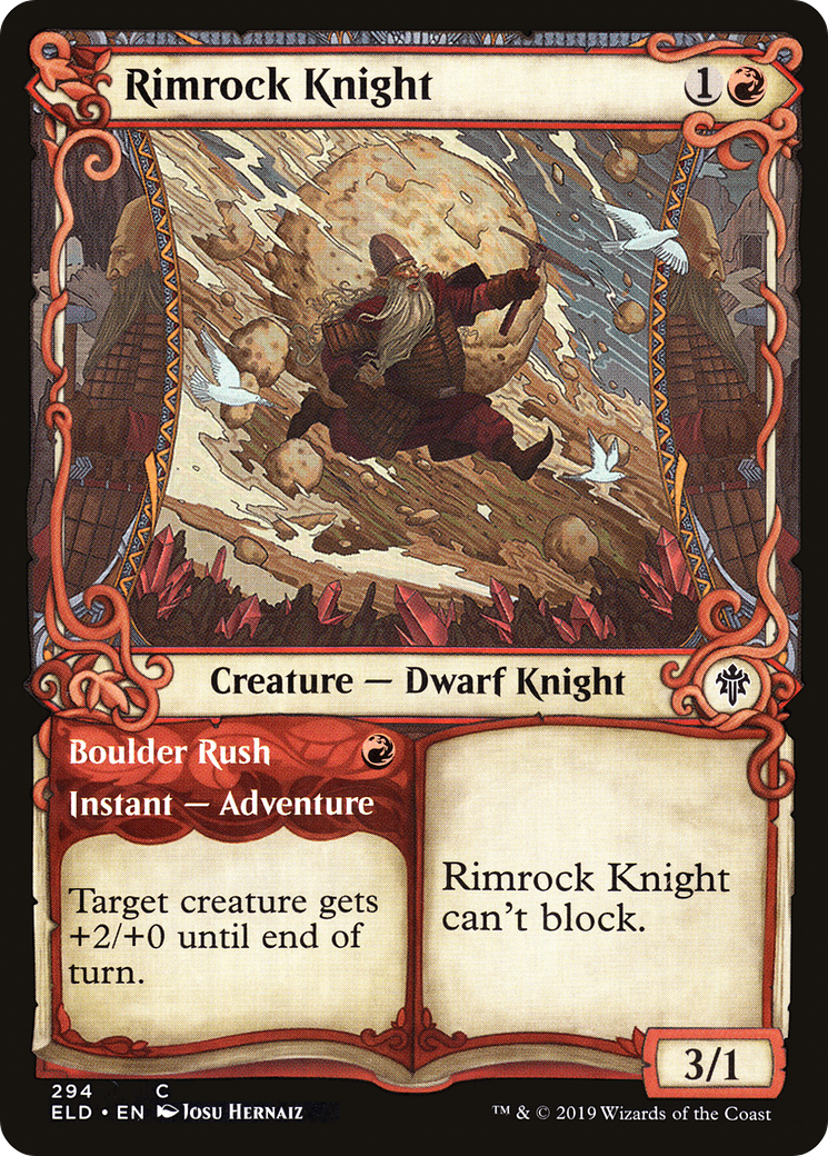 Rimrock Knight // Boulder Rush (Showcase) [Throne of Eldraine] Foil