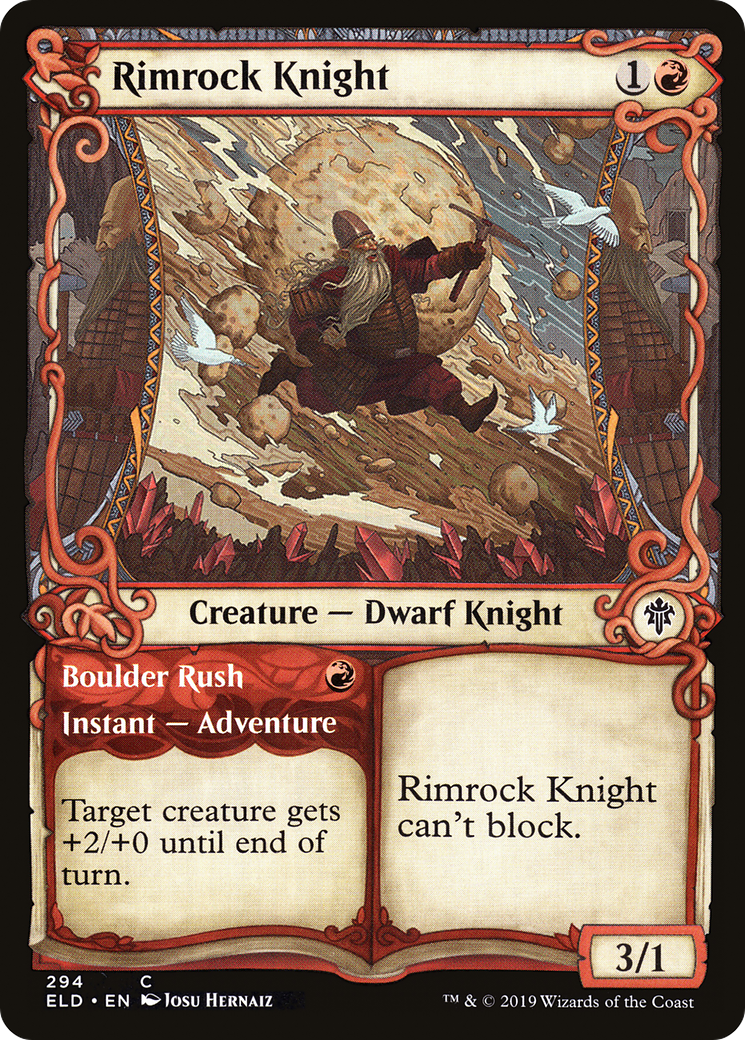 Rimrock Knight // Boulder Rush (Showcase) [Throne of Eldraine] Foil