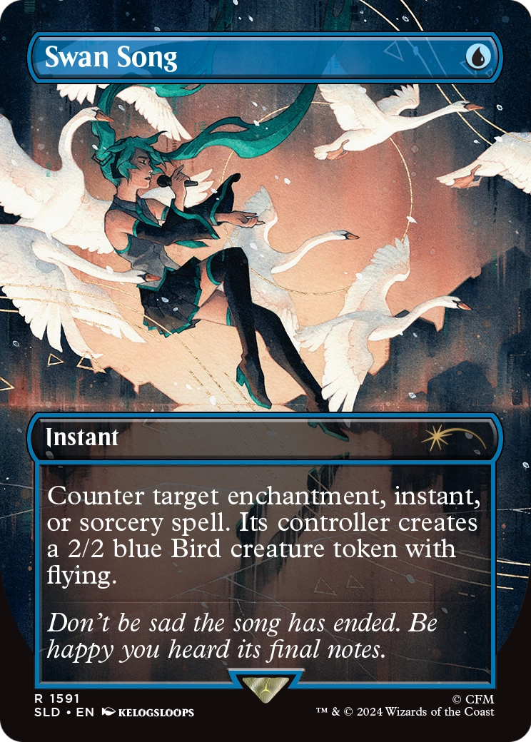 Swan Song (1591) [Secret Lair Drop]  (Borderless) Foil