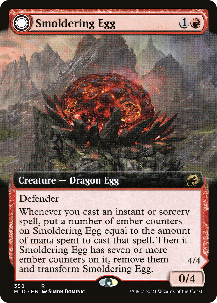 Smoldering Egg // Ashmouth Dragon (Extended Art) [Innistrad: Midnight Hunt] Foil