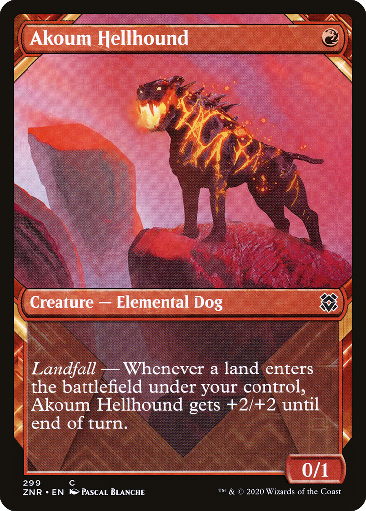 Akoum Hellhound (Showcase) [Zendikar Rising] Foil