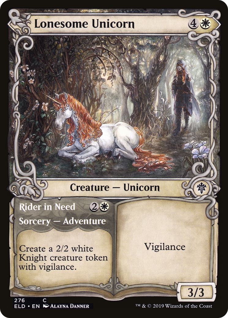 Lonesome Unicorn // Rider in Need (Showcase) [Throne of Eldraine] Foil