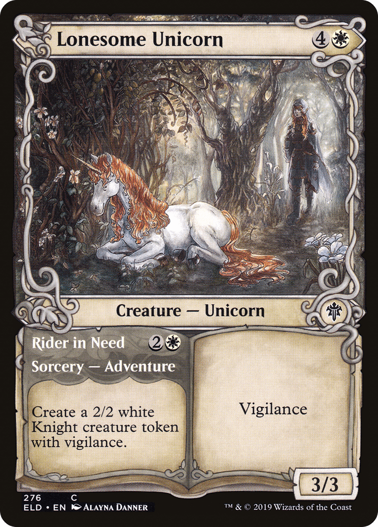 Lonesome Unicorn // Rider in Need (Showcase) [Throne of Eldraine] Foil