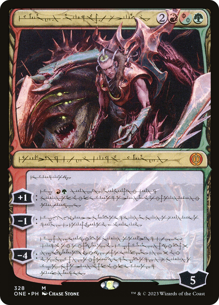 Lukka, Bound to Ruin (Phyrexian) [Phyrexia: All Will Be One] Foil
