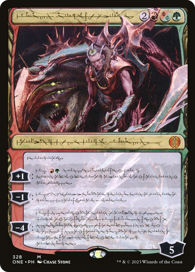 Lukka, Bound to Ruin (Phyrexian) [Phyrexia: All Will Be One] Foil