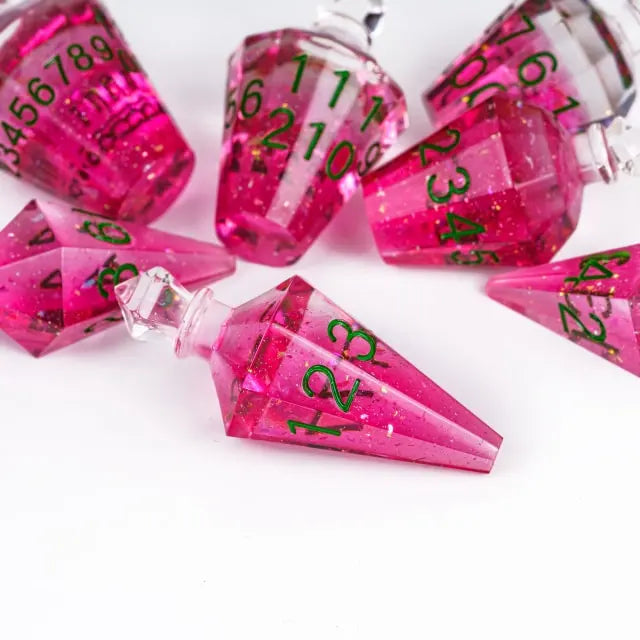 RPG Dice Set | Acrylic | Magic Potion | Pink (D0260)