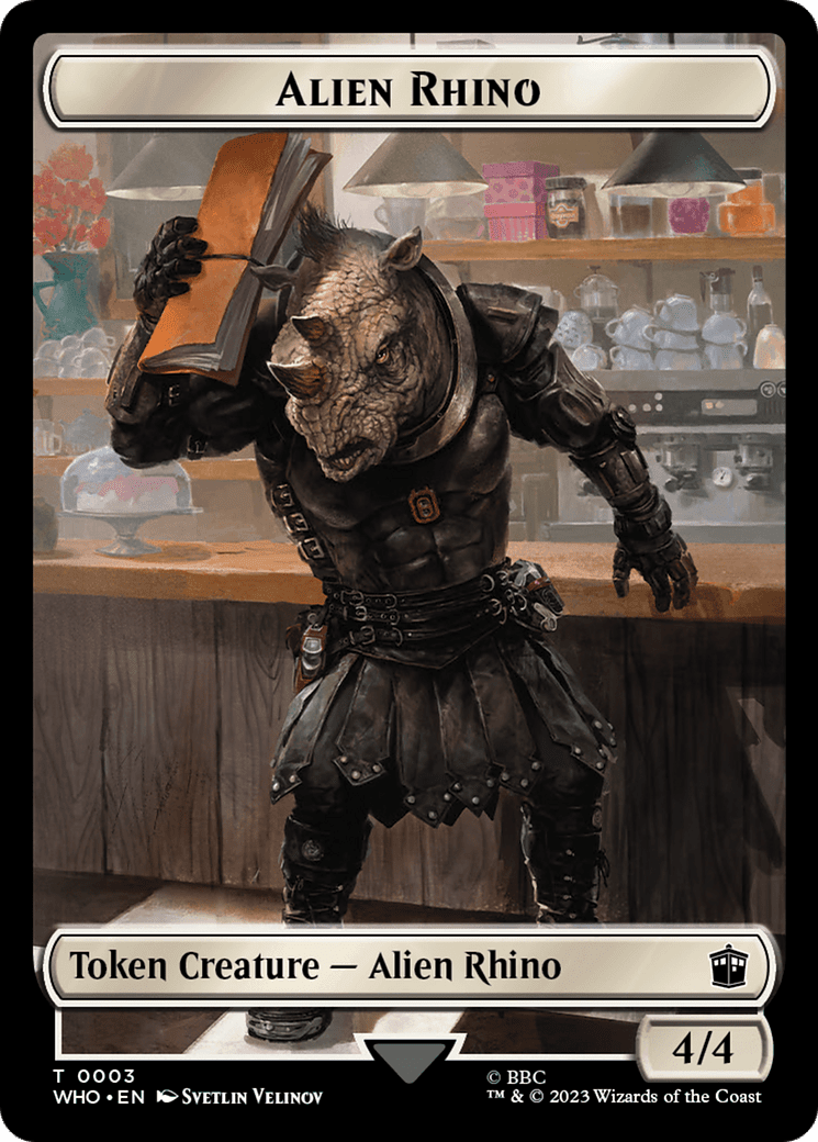 Alien Rhino // Alien Warrior Double-Sided Token [Doctor Who Tokens] Foil