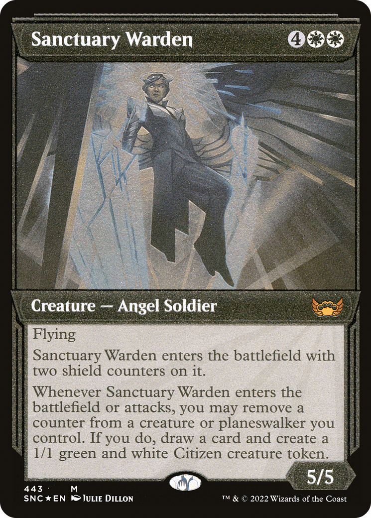 Sanctuary Warden (Showcase Art Deco Foil Etched) [Streets of New Capenna]