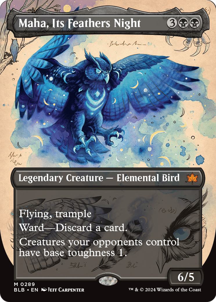 Maha, Its Feather Night (Borderless) [Bloomburrow] Foil