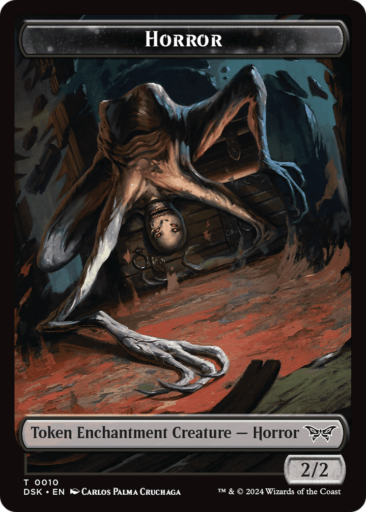 Horror // Glimmer Double-Sided Token [Duskmourn: House of Horror Tokens] Foil