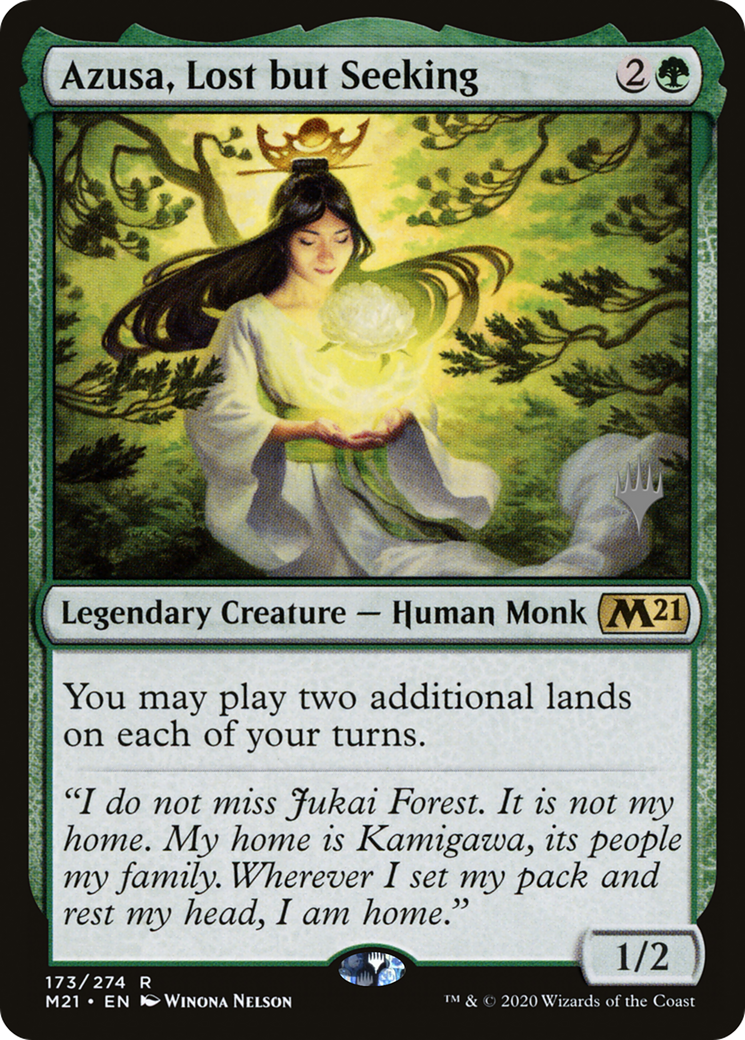 Azusa, Lost but Seeking (Promo Pack) [Core Set 2021 Promos] Foil