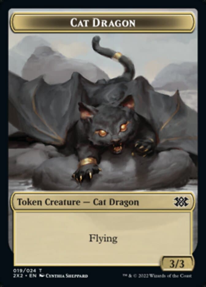 Cat Dragon // Spirit (008) Double-Sided Token [Double Masters 2022 Tokens] Foil