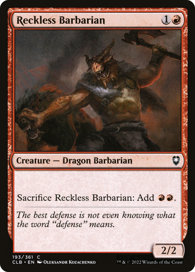 Reckless Barbarian [Commander Legends: Battle for Baldur's Gate] Foil
