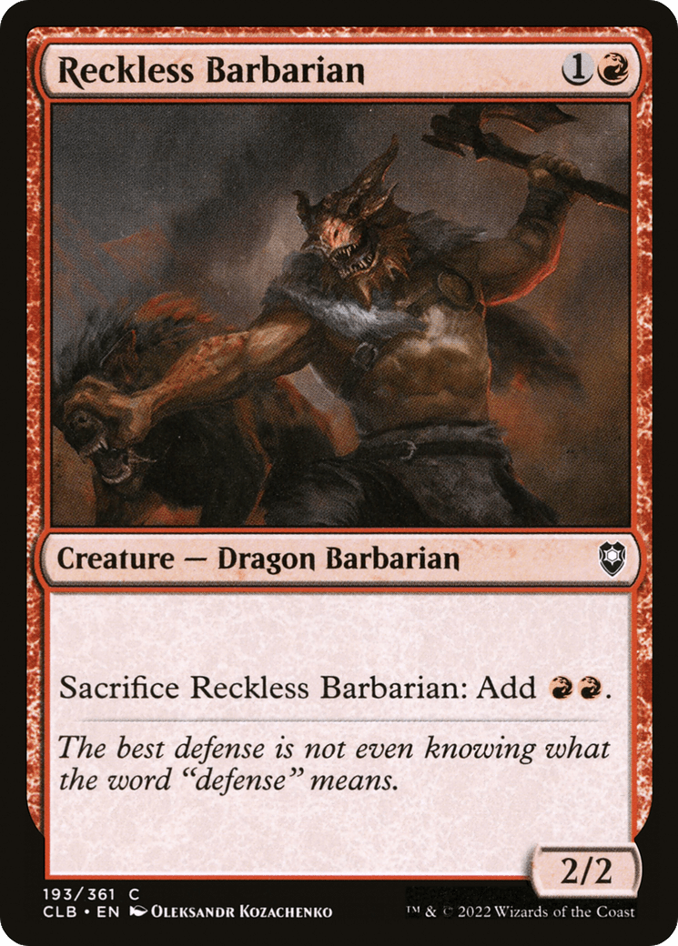 Reckless Barbarian [Commander Legends: Battle for Baldur's Gate] Foil