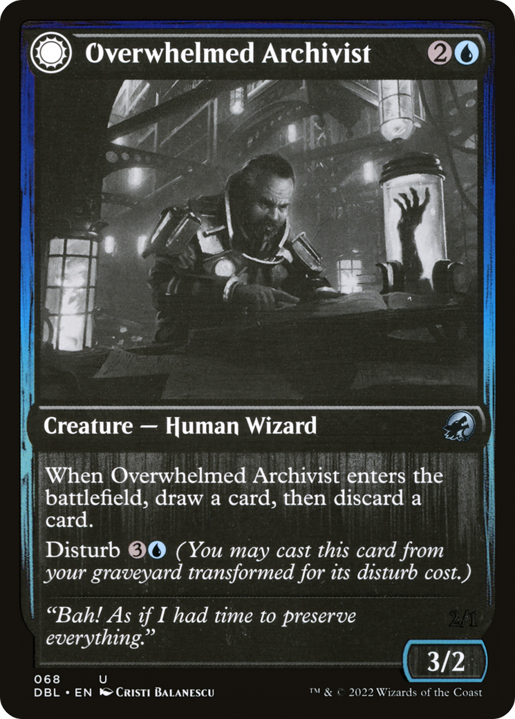 Overwhelmed Archivist // Archive Haunt [Innistrad: Double Feature] Foil