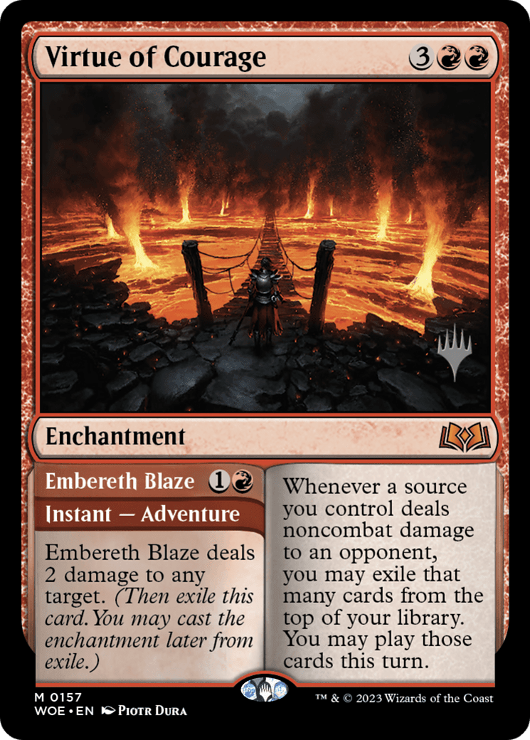 Virtue of Courage //Embereth Blaze (Promo Pack) [Wilds of Eldraine Promos] Foil