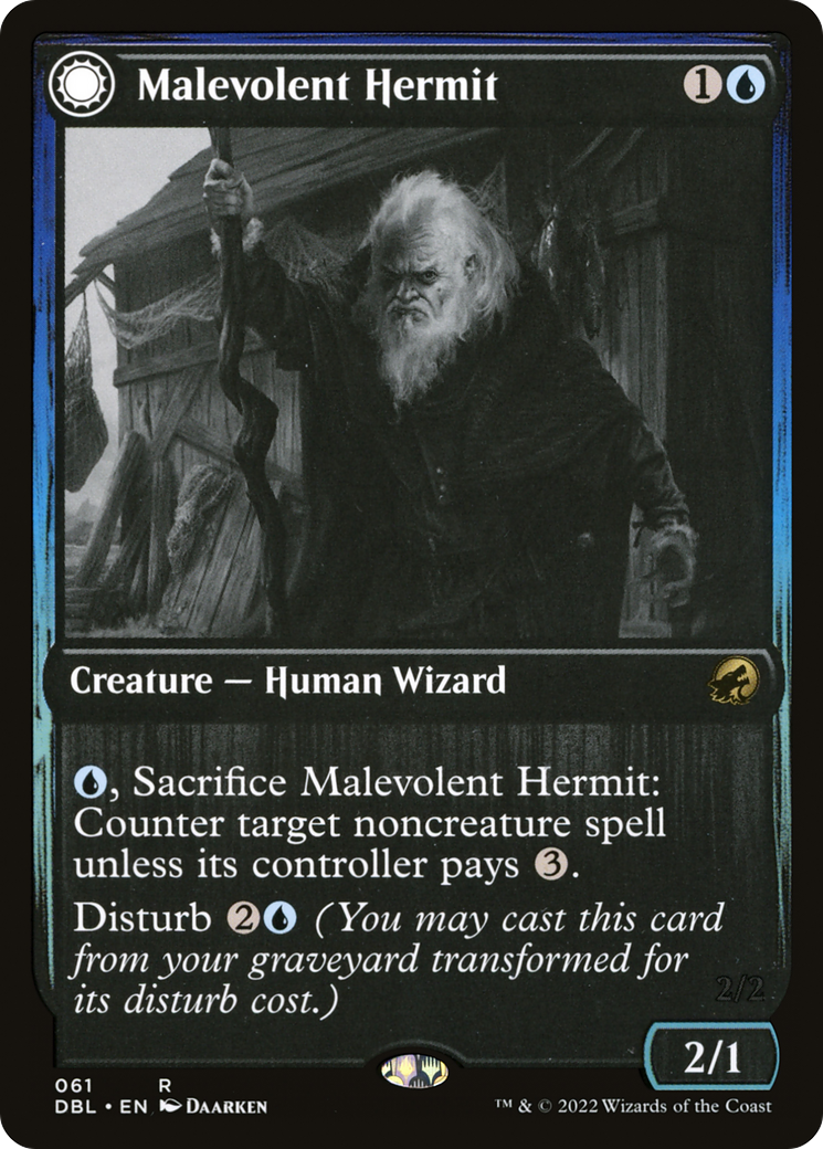 Malevolent Hermit // Benevolent Geist [Innistrad: Double Feature] Foil