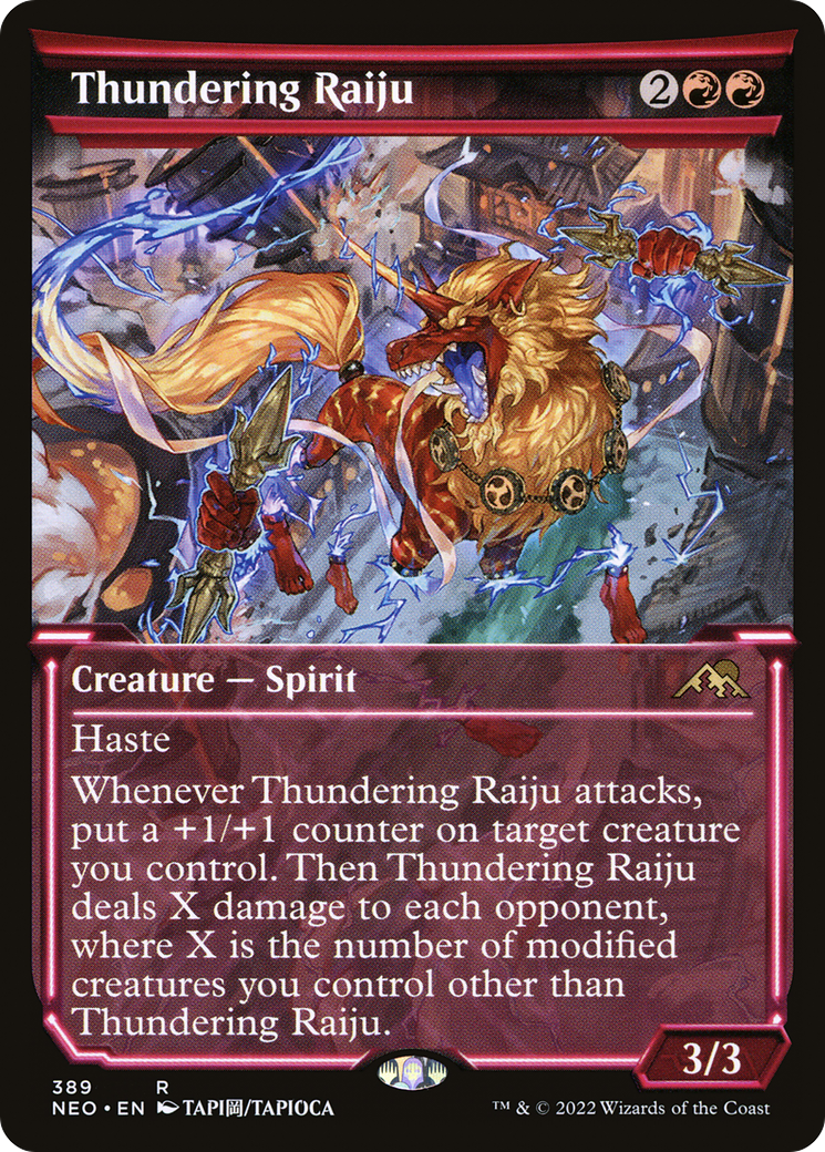 Thundering Raiju (Showcase Soft Glow) [Kamigawa: Neon Dynasty] Foil