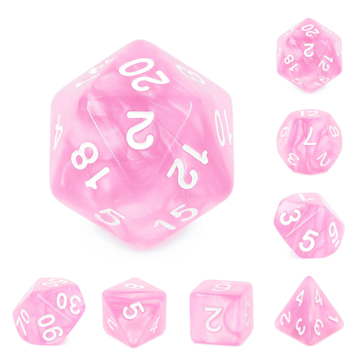 Polyhedral Dice Set | Acrylic | "Candy Floss" | Set of 7 (D0094)
