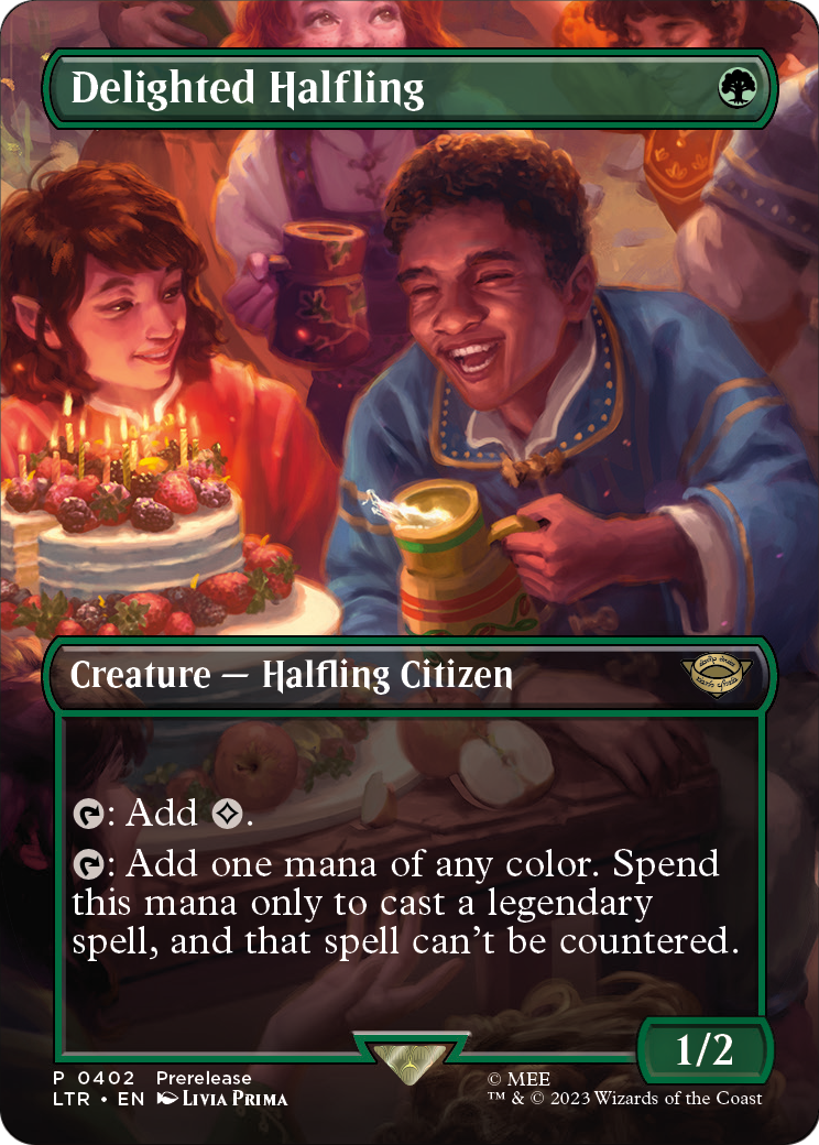 Delighted Halfling (Borderless Alternate Art) [The Lord of the Rings: Tales of Middle-Earth] Foil