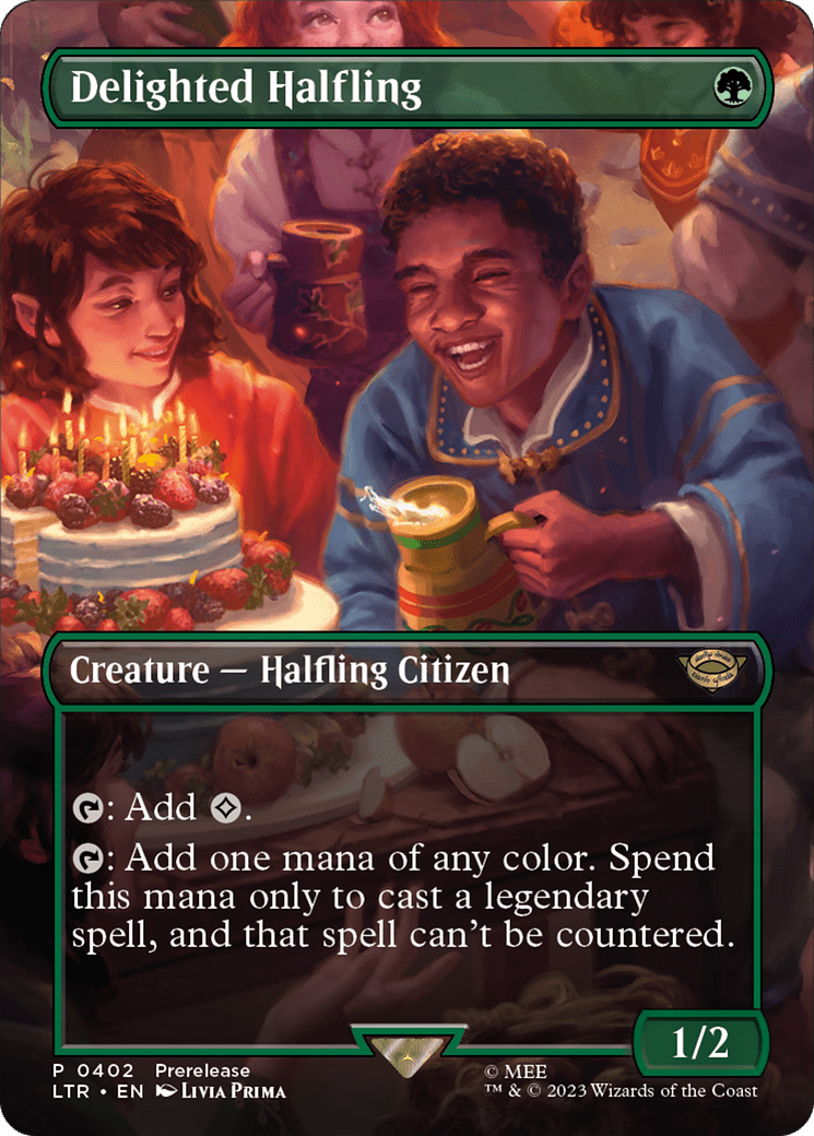 Delighted Halfling (Borderless Alternate Art) [The Lord of the Rings: Tales of Middle-Earth] Foil