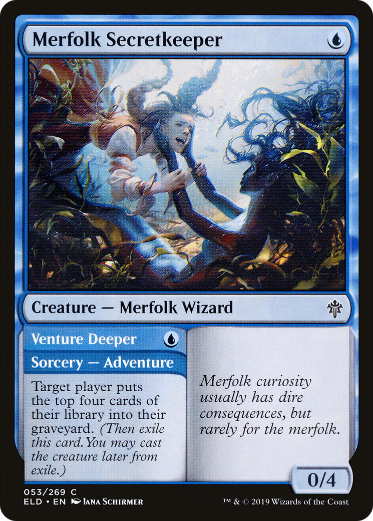 Merfolk Secretkeeper // Venture Deeper [Throne of Eldraine] Foil