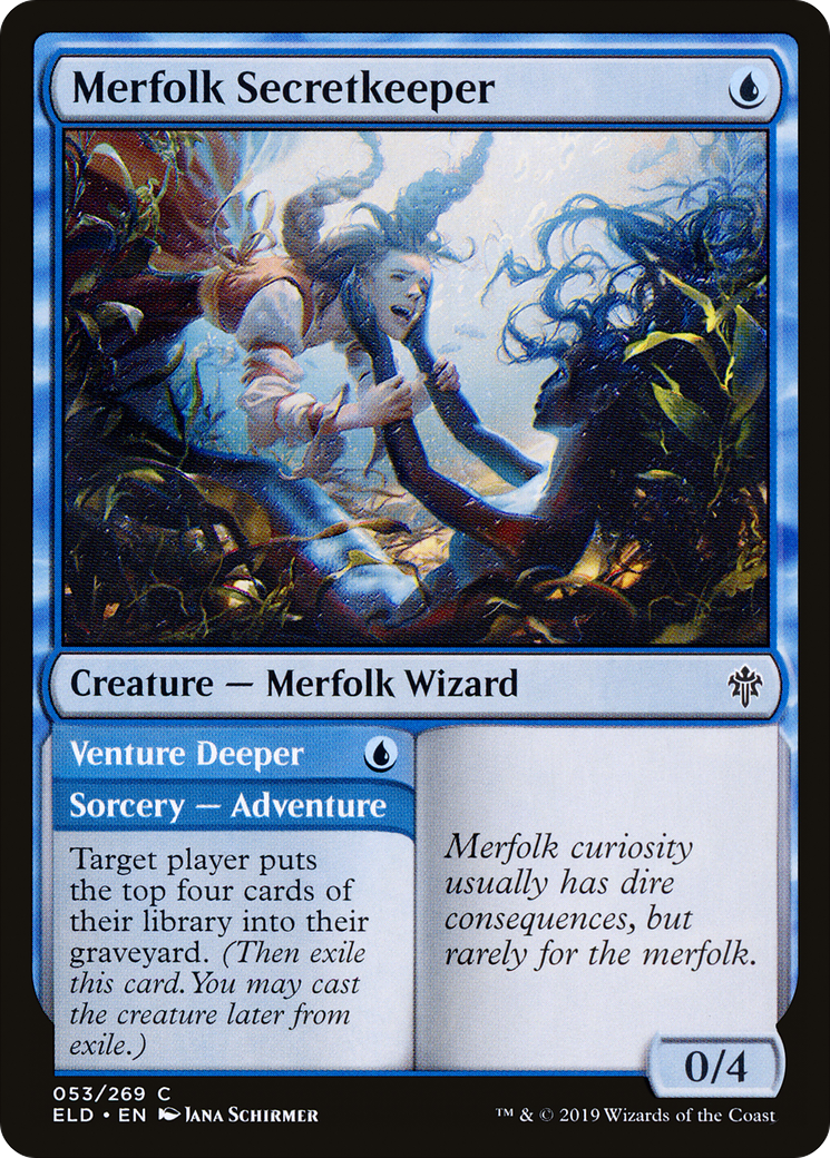 Merfolk Secretkeeper // Venture Deeper [Throne of Eldraine] Foil