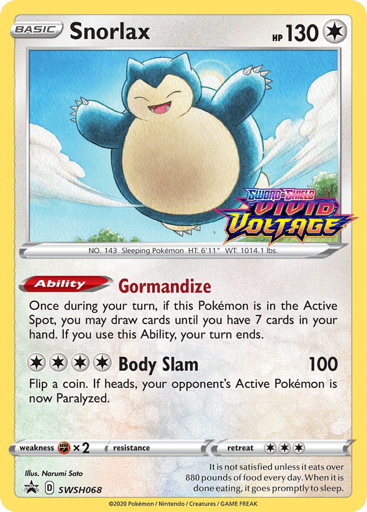 Snorlax SWSH068 (Prerelease) SWSH068/307 - SWSH Sword & Shield Promo Cards Holofoil