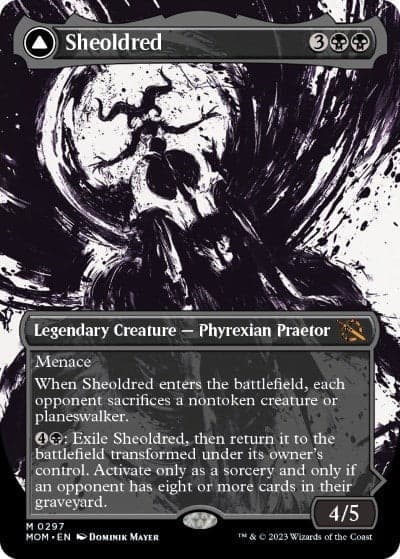 Sheoldred // The True Scriptures (Showcase Planar Booster Fun) [March of the Machine] Foil